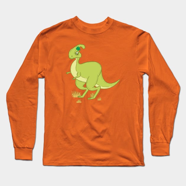 Shamrock dinosaur Long Sleeve T-Shirt by Xatutik-Art